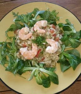 Orzo, Crevettes Sauce Ail, Citron et Persil