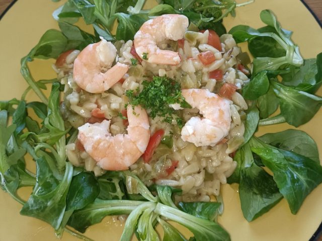 Orzo, Crevettes Sauce Ail, Citron et Persil