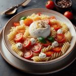 Fusilli nature à la burrata et tomates